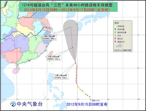 超強臺風(fēng)“三巴”北上 東海等海域有大風(fēng)